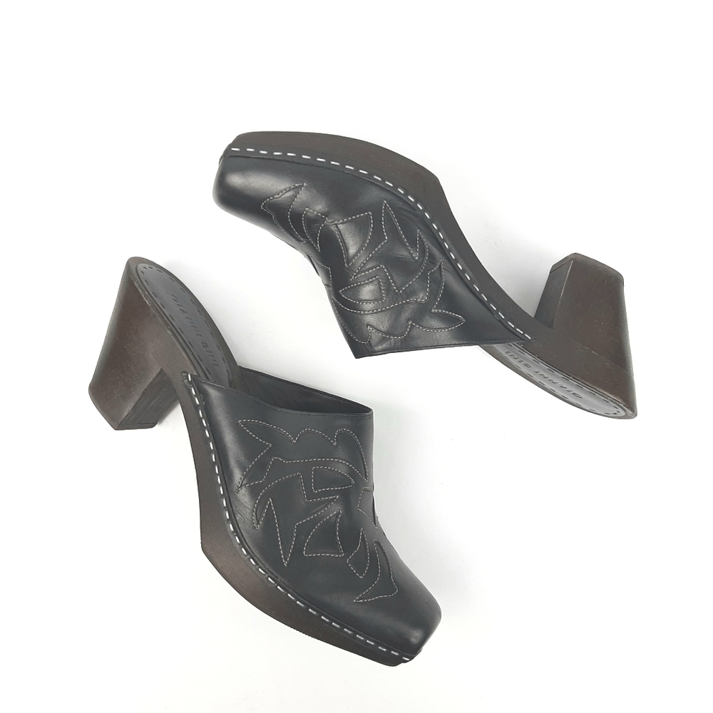 GIANNI BINI|Black Saddle Western Mules Sz 10